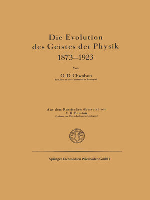 cover image of Die Evolution des Geistes der Physik 1873–1923